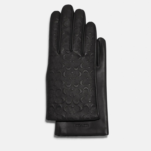 Coach Signature Leather Tech Gloves - Picture 1 of 7